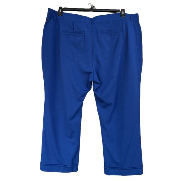 Betabrand 3X-Large Cropped Cosmo Dress Pants Pull-On Stretch Cuffed Pockets Blue - Picture 3 of 8